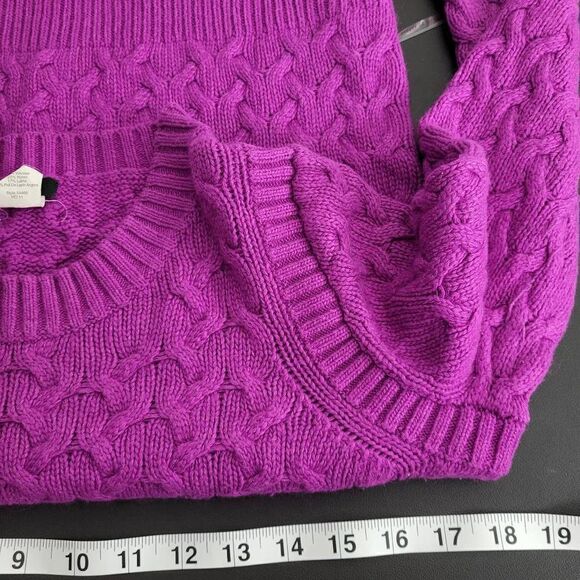 J Crew Womens Small Cable Knit Pullover Sweater Purple Wool Angora Blend - Picture 4 of 5